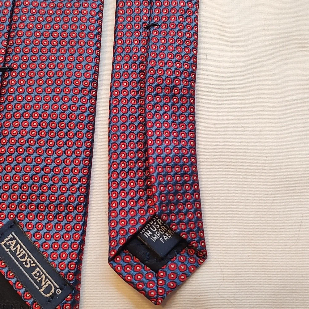 Polka dot Land's End tie lot x 2, blues, green, red